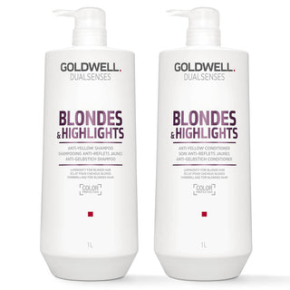 Goldwell Dualsenses Blondes & Highlights Anti - Yellow Shampoo & Conditioner Duo - 1000ml
