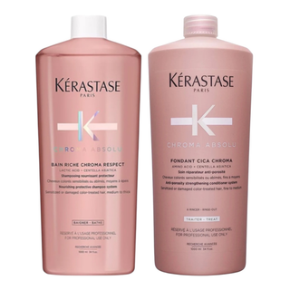 Kerastase Chroma Absolu Bain Riche Respect Shampoo And Fondant Cica Chroma Conditioner Duo- 1000ml